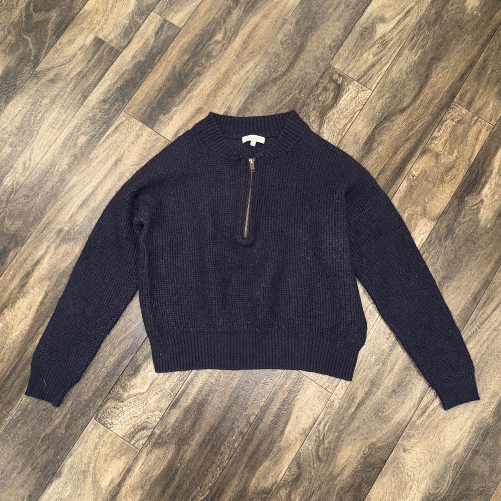 Madewell 1/4 Zip Pullover Sweater Long-Sleeve Navy Blue Women's Size M
